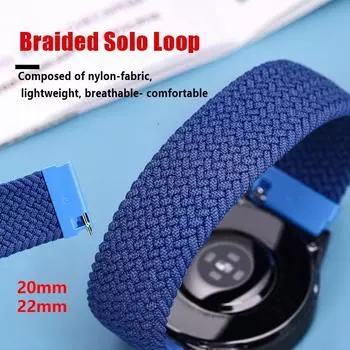 Плетеный нейлоновый ремешок Solo Loop для часов Samsung Galaxy 3/46 мм/42 мм/active 2/браслет Gear S3 для часов Huawei GT/2/2e/Pro, ремешок XXS 20MM зелёный