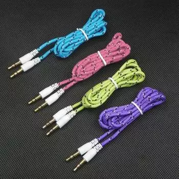 Плетеный нейлоновый стереокабель 3,5 мм с разъемом «папа-папа» Aux для смартфона MP3