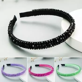 Плетеный обруч для волос из рыболовной нити, блестящий искусственный кристалл, легкая повязка на голову, тонкая повязка для волос, аксессуары для волос чёрный