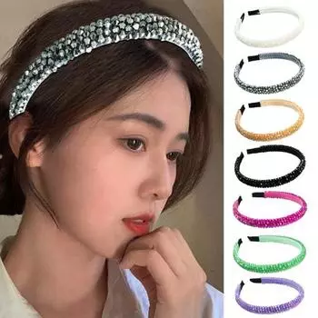 Плетеный обруч для волос из рыболовной нити, блестящий искусственный кристалл, легкая повязка на голову, тонкая повязка для волос, аксессуары для волос чёрный