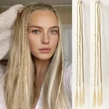 Плетеный парик из трех прядей волос, сплетенных в длинную косу, для естественного повседневного использования в качестве аксессуара для волос.