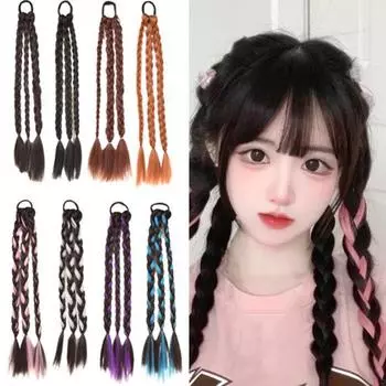 Плетеный парик, мягкий, удобный, модный, изысканный, косички, высокотемпературный инструмент для макияжа, шелковый женский парик для дома чёрный