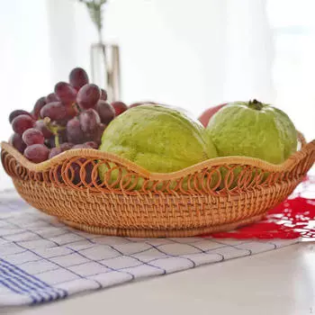 Плетеный поднос для фруктов ручной работы для столовой и демонстрации Small