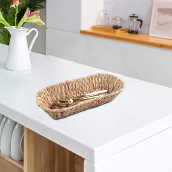 Плетеный поднос из ротанга ручной работы, фруктовая тарелка 32x13x7 см, контейнер для еды и закусок, который можно держать в руке