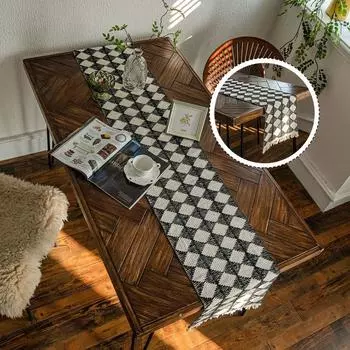 Плетеная полосатая хлопковая дорожка для стола в фермерском стиле, салфетки под приборы, покрытие стола