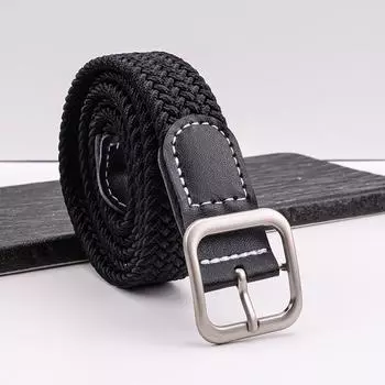 Плетеный ремень для мужчин и женщин, без отверстий, без пробивки, квадратная овальная пряжка, сплошной пояс, повседневный эластичный трикотажный ленивый ремень для джинсов и платьев