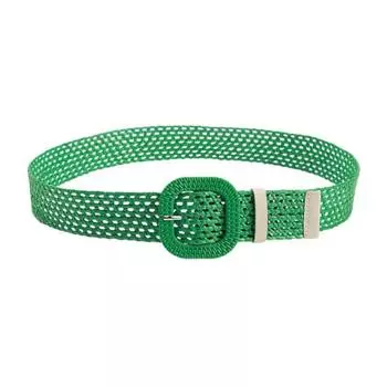 Плетеный ремень из соломы с овальной квадратной пряжкой, полый дизайн, декоративный джинсовый ремень, дышащее плетение, регулируемый пояс для рубашки