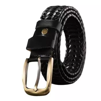 Плетеный ремень ручной работы 110cm чёрный