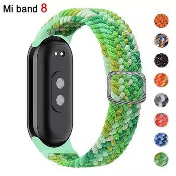 Плетеный ремешок для браслета Mi band 8, эластичный регулируемый нейлоновый браслет Miband4 miband 5 correa, браслет для xiaomi Mi band 4 3 5 6 7 8 Mi band 7