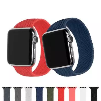 Плетеный ремешок Lebanda для Apple Watch серии 9, 8, 7, 6 SE, жидкий силиконовый ремешок для iWatch, растягивающийся спортивный ремешок