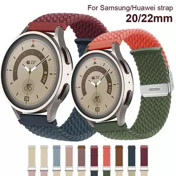 Плетеный ремешок-петля 0 мм 22 мм для часов Samsung Galaxy Watch 5/4 44 мм 40 мм, нейлоновый эластичный браслет для часов Samsung 42 мм 46 мм 20mm