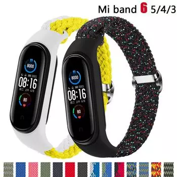 Плетеный ремешок-петля для браслета Mi Band 6, эластичный регулируемый нейлоновый браслет Miband4 miband correa, браслет xiaomi Mi Band 4, 3, 5, 6, 7