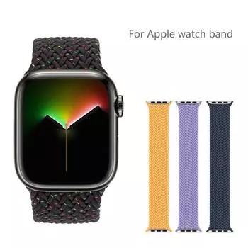 Плетеный ремешок Solo для Apple Watch Band 44 мм, 40 мм, 45 мм, 41 мм, 49 мм, 42 мм, 38 мм, эластичный браслет iWatch series 7, 3 SE, 6, 8, ультра-ремешок 38mm 40mm 41mm&SS чёрный/разноцветный