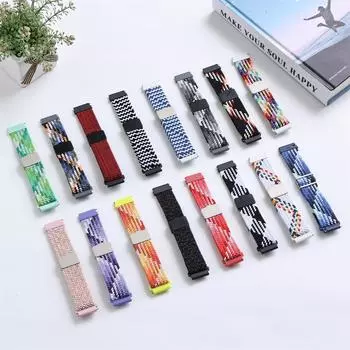 Плетеный ремешок Solo Loop 20 мм 22 мм для часов Samsung 5/4/3 Active 2/Huawei Watch 3/GT, нейлоновый эластичный браслет, ремень Amazfit GTR/GTS 20mm