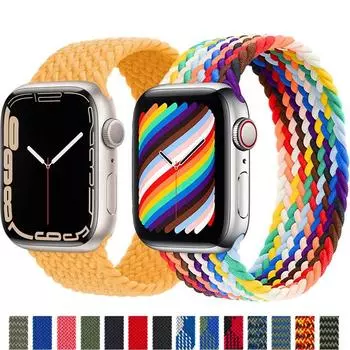 Плетеный ремешок SOLO LOOP для Apple Watch Band 45 мм, 44 мм, 41 мм, 40 мм, 38 мм, 42 мм, нейлоновый браслет Correa iWatch Serie 3, 4, 5 SE 6, 7 38/40/41MM (M)