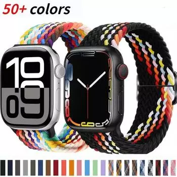 Плетеный ремешок Solo Loop для Apple Watch 10 Band 42 мм 46 мм 45 мм 44 мм 40 мм 9 8 7 6 5 4 SE 2 Регулируемый эластичный нейлоновый ремешок iWatch Ultra 38 40 41mm