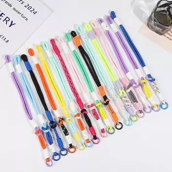 Плетеный шнур для мобильного телефона, цветной брелок, брелок, браслет с защитой от потери, цепочка для телефона, ремешки, аксессуары для сумок для бутылок с водой