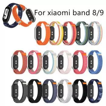 Плетеный Solo Loop для Xiaomi Mi Band 9 Ремешок аксессуары Эластичные нейлоновые ремешки для часов Сменный браслет Correa для Miband 8 NFC оранжевый