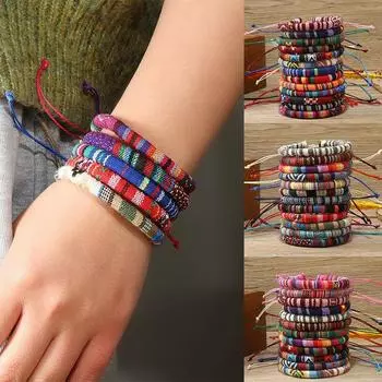 Плетеный вручную богемный этнический браслет из цветной ткани для серфинга, ручная веревка, украшения для дружбы с девушкой