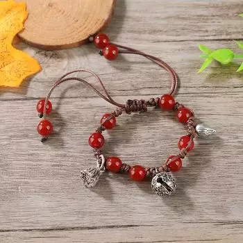 Плетеный вручную ретро литературный браслет из агата Мори студентка женский универсальный регулируемый браслет-колокольчик на ногу ювелирное изделие