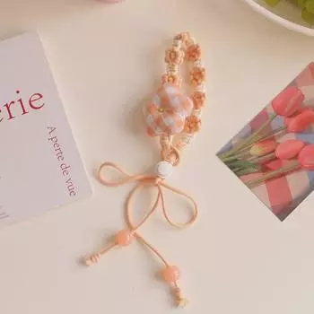 Плетеный вручную шнурок для мобильного телефона, полиэстеровое вязание, цветок, ремешок для смартфона, подвеска для сумки оранжевый