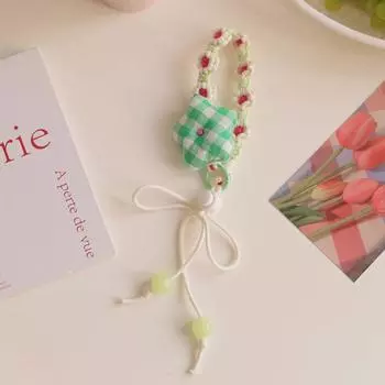 Плетеный вручную шнурок для мобильного телефона, полиэстеровое вязание, цветок, ремешок для смартфона, подвеска для сумки зелёный