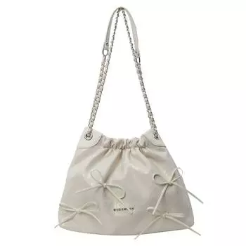 Плиссированная большая сумка с бантом и цепочкой, женская сумка на плечо, сумка под мышками зелёный