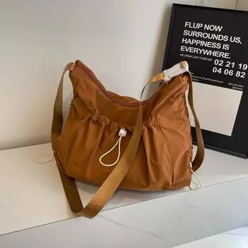 Плиссированная холщовая сумка женская сумка-тоут большая вместительная летняя сумка через плечо новая повседневная студенческая сумка для занятий в колледже