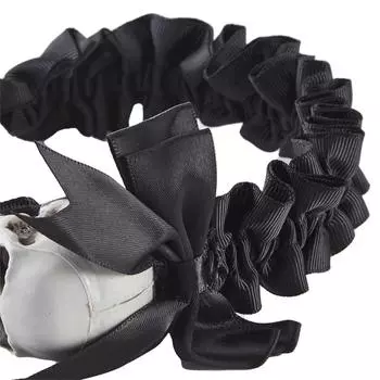 Плиссированная повязка на голову на Хэллоуин с черепом, повязка на голову для женщин, готическая повязка на голову, черная повязка на голову в стиле Лолиты, повязка на голову в стиле панк, головной убор в стиле готики чёрный