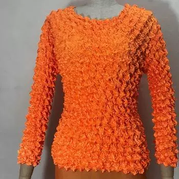 Плиссированная рубашка с ананасом, модная рубашка с пузырьками, универсальная волшебная рубашка с длинным рукавом, большая женская одежда One size