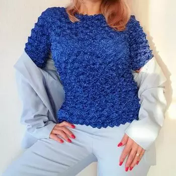 Плиссированная рубашка с мятой пузырчатой принтом в виде ананаса. Универсальный волшебный костюм с короткими рукавами. Однотонное прозрачное свободное трехмерное женское платье. One Size