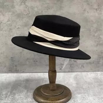 Плиссированная шерстяная шляпа во французском стиле для женщин - ретро-модная шляпа Хепберн с плоскими полями, идеально подходит для осени и зимы One size about 57CM, adjustable хаки