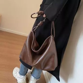 Плиссированная сумка большой вместимости под мышками, женская большая сумка, кожаная сумка через плечо