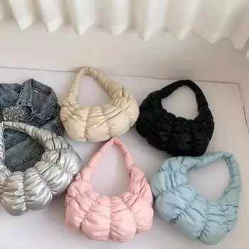 Плиссированная сумка через плечо Cloud Angle, новая универсальная повседневная сумка через подмышку, женская сумка-тоут для поездок на работу чёрный