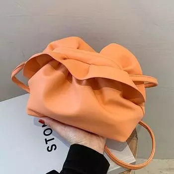 Плиссированная сумка через плечо, новинка зимы 2024, высококачественная женская дизайнерская сумка из мягкой искусственной кожи, роскошная брендовая сумка через плечо 22 X 11 X 14 CM чёрный