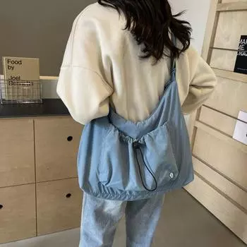 Плиссированная сумка через плечо, студенческая сумка на плечо, сумка с недостатком чёрный