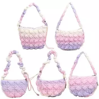 Плиссированная сумка на плечо с завязками, женская большая стеганая сумка под мышками, сумка с мягкой подкладкой, корейская красочная женская сумка через плечо Style 5