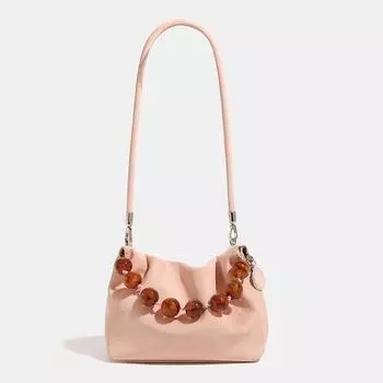 Плиссированная сумка-облако из бисера, новая высококачественная универсальная ручная сумка через плечо в китайском стиле для подмышек розовый