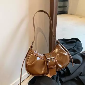 Плиссированная сумка-облако, простая однотонная модная сумка с пряжкой на ремне и ретро-сумкой через плечо