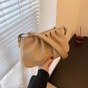 Плиссированная сумка-облако женская новая модная сумка подмышкой нишевая текстура сумка-мессенджер через плечо сумка подмышкой чёрный