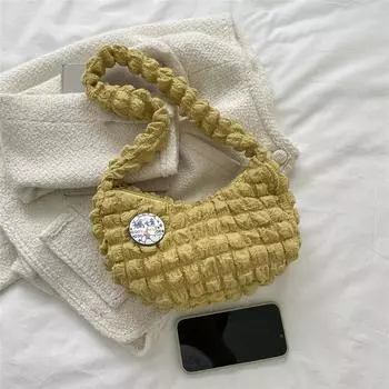 Плиссированная сумка под мышками с облаком, однотонная сумка на плечо, пригородная плиссированная сумка, сумка для покупок, рюкзак с сердечком для девочек one size белый