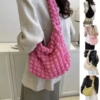 Плиссированная сумка-тоут Cloud, однотонная сумка-пузырь, стеганая повседневная сумка через плечо жёлтый