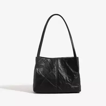 Плиссированная сумка-тоут Lazy Commuter, универсальная сумка через плечо, стильная сумка через плечо чёрный