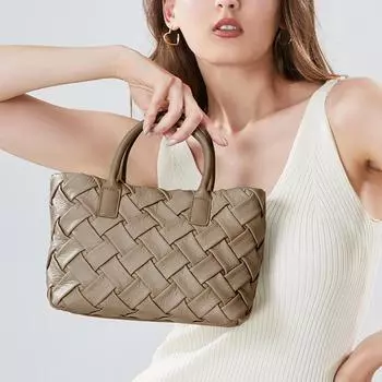 Плиссированная женская сумка-мессенджер, плетеная сумка, универсальная, для поездок на работу, женская, простая, через плечо (20cm<Max Length<30cm) абрикосовый