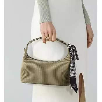 Плиссированная женская сумка, мягкие сумки через плечо, шелковый шарф, декор, застежка-молния, простые однотонные женские сумки