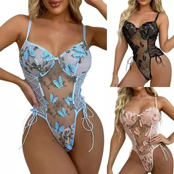 Плиссированное сексуальное женское белье, европейская и американская большая юбка на подтяжках, кружевная сексуальная пижама S чёрный