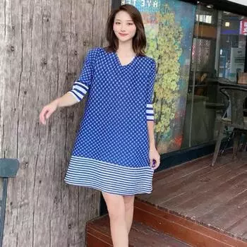 Плиссированное женское модное платье больших размеров, летнее свободное платье с v-образным вырезом для маленьких детей, повседневное платье с длинными рукавами и надписью M чёрный