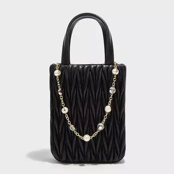 Плиссированные кожаные сумки для женщин, роскошные дизайнерские сумки на плечо с жемчужной цепочкой, плиссированные сумки-хобо из высококачественной кожи, сумка для мобильного телефона