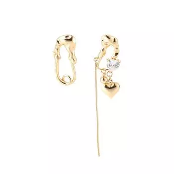 Плиссированные серьги-булавки Love, асимметричные серьги с длинной кисточкой, креативные серьги-скрепки в виде шариков, бриллиантовые серьги-преувеличения