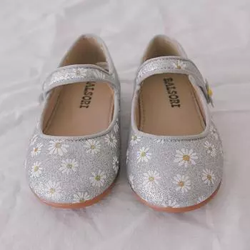 Плиссированные туфли на плоской подошве Audrey для девочек Baby Jam, серебристый-Y803 130